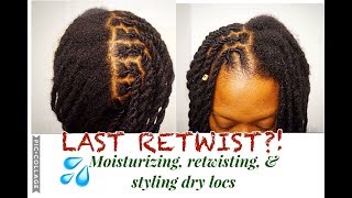 LAST RETWIST EVER  Moisturizing Retwisting AND Styling My DRY Locs [upl. by Kathie651]