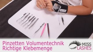 Wimpernverlängerung Welche Pinzetten sind geeignet Volumentechnik Richtige Klebermenge [upl. by Akkinahs589]