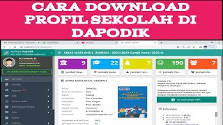 CARA DOWNLOAD PROFIL SEKOLAH DI DAPODIK [upl. by Litnahc]