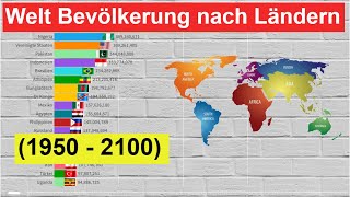 Welt Bevölkerung nach Ländern 1950  2100 Bevölkerung Weltweit  Bevölkerung in Deutschland [upl. by Bouton]