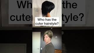 WHOSE HAIR IS CUTER 😍 hairstyle hair haircare shorts funny trending [upl. by Nnahsal489]