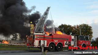 Incendie dans un bâtiment commercial à Marieville [upl. by Odnala995]