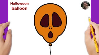 How to draw a balloon easy  Halloween Drawing [upl. by Eemia]