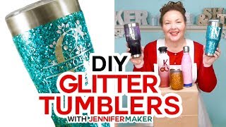 Glitter Tumbler Tutorial  Epoxy  Loctite Method  Full Process Start to Finish [upl. by Aivatnuhs]