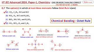 𝐐𝟕 The options in which at least three molecules follow Octet Rule isareA CO2 C2H4 NO and [upl. by Aloin]