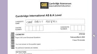 970122FM2024As LevelChemistry P2Cambridge [upl. by Jadwiga]