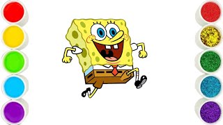 Let’s draw and paint spongebob  easy drawing and painting for kids and preschoolers [upl. by Assillim894]