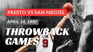 PRESTO vs SAN MIGUEL  SAMBOY vs VERGEL  1992 PBA First Conference  PBA Throwback Games [upl. by Aelegna]