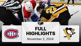 NHL Highlights  Canadiens vs Penguins  November 2 2024 [upl. by Sean89]