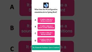Spring Boot Quiz 14  What does Configuration Annotation do in Spring Boot spring boot quiz [upl. by Hugh215]