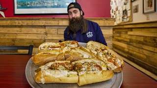 quotHES SKINNY AS A RAILquotAMERICAS PIES ITALIAN SANDWICH CHALLENGE  PHILLY EP2  BeardMeatsFood [upl. by Niwre]