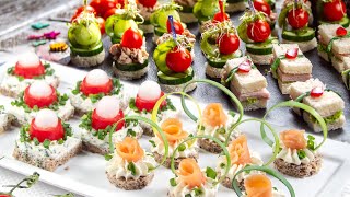 Easy appetizer recipes for parties Finger food canapes sandwiches and tartine [upl. by Leshia]