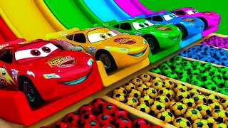 TRANSPORTING PIXAR CARS amp FRUITS WITH COLORED amp JOHN DEERE vs CLAAS vs TRACTORS  BeamNGdrive [upl. by Elyse]