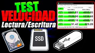 Como Usar CrystalDiskMark ✅ Test De Velocidad Lectura Y Escritura De Disco Duro SDD USB [upl. by Nylirahs]