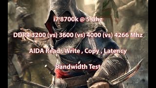 DDR4 3200Mhz vs 3600Mhz vs 4000Mhz vs 4266Mhz  i7 8700k  5Ghz  AIDA Bandwidth Test [upl. by Barnabas829]