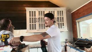 Changing Antique White Glass Curio To A Beautiful Kitchen Cabinet [upl. by Selohcin]