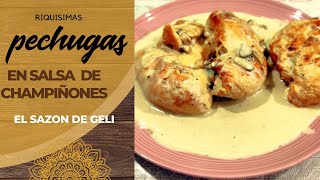 Cómo hacer pechugas rellenas de jamón en salsa de champiñones [upl. by Mansoor]