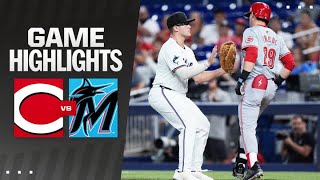 Reds vs Marlins Game Highlights 8624  MLB Highlights [upl. by Arocal398]