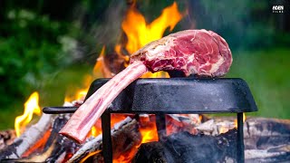 The Perfect Tomahawk Steak  Cast Iron Skillet over Fire [upl. by Candy]