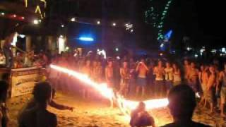 Full Moon Party Koh Phangan Thailand  Fire jump rope at 5am [upl. by Nairahcaz316]