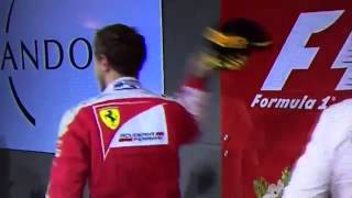 HILARIOUS Vettel throwing 2nd place cap to Hamilton [upl. by Can]