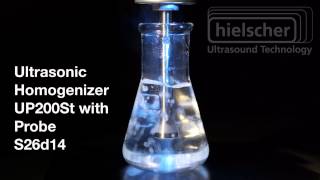 Hielscher Ultrasonic Homogenizer UP200St  Dissolving Sugar Crystals in Water [upl. by Jori]