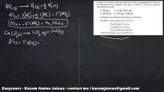 31  Exercice 11  Entropie de Réaction  Thermodynamique SMPC [upl. by Ailegave388]