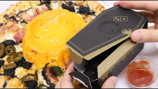 Dominos Pizza Japan Halloween Volcano and Coffin Black Chicken [upl. by Ash311]