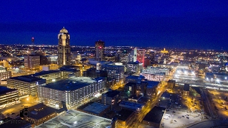 Drone Downtown Des Moines  4K UHD [upl. by Ecinue]