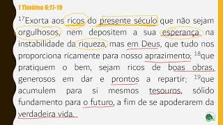 1 Timoteo 61719  acumule tesouros da vida eterna [upl. by Aielam]