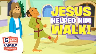 He Was Paralyzed Then He Met JESUS  5 Minute Family Devotional  Bible Stories for Kids [upl. by Ahsemat]