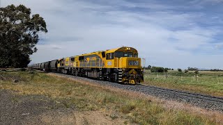 TasRail 2053 2054 46 Coal train crossing Bishopsbourne Road [upl. by Noirod]