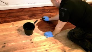 How to Stain a Wooden Floor pro method for DIY [upl. by Shornick159]