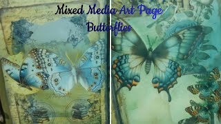 Mixed Media Art Journal Page  Butterflies artjournal artjournaling butterfly junkjournal [upl. by Netnerb]