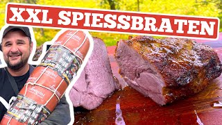 3000g SPIESSBRATEN mit KRÄUTERKRUSTE auf dem DREHSPIESS GRILLEN  Klaus grillt [upl. by Nalad]