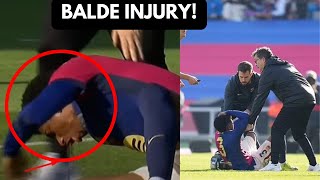 Barcelona star Alejandro Balde carried off on a stretcher after a worrying injury [upl. by Licha]