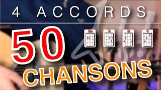 50 chansons avec 4 accords faciles à la guitare pour débutants [upl. by Deden]