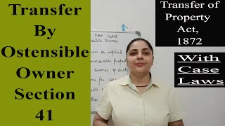 Section 41  Transfer by Ostensible Owner Transfer of Property Act 1872 ostensibleowner sec41 [upl. by Boleslaw]