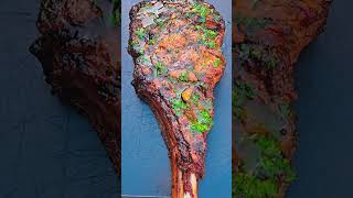 Tomahawk steak with parsley is really so fragrantbeefsteak bbq food [upl. by Munson]