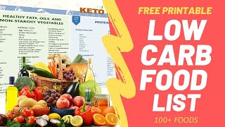 Low Carb Foods List FREE Printable  100 Foods To Lose Weight Fast [upl. by Damiano]