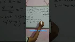 Derivation 3rd Equation of Motionphysics viralshorts VedatvaAcademy [upl. by Bocock]