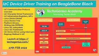 I2C Device Driver Training in BeagleBone Black  Launch  27th Feb  httpstechogeniuscom [upl. by Eninnej]