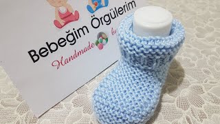 Şiş örgüyle örülen kolay bebek patiği anlatımı 1bölüm [upl. by Kcod173]