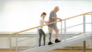 Prosthetic gait training  Walking technique on steeper slopes  Ottobock [upl. by Nnaerb]