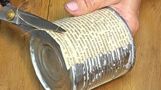 Tin can  old book incredible vintage result 2 IDEAS with a tin cans craft ideas vintage crafts [upl. by Harrietta675]