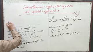 Simultaneous Differential Equations with Variable Coefficients 1by Yogendra Bahadur Singh [upl. by Leventis]