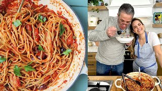 Spaghetti Puttanesca w A Special Taste Tester  Authentic Italian Pasta Recipe [upl. by Debora240]