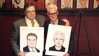 quotThe Front Pagequot Stars John Goodman and John Slattery Receive Their Sardis Caricatures [upl. by Marb635]