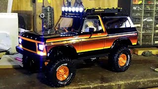 TRX4 Bronco Body Lift Roof Rack amp Light Bar [upl. by Atnauqal]