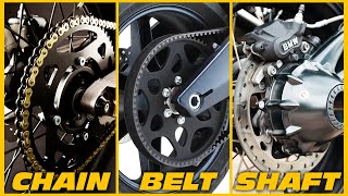 Belt Drive vs Chain Drive vs Shaft Drive in Motorcycles  Which is the Best [upl. by Fatma562]